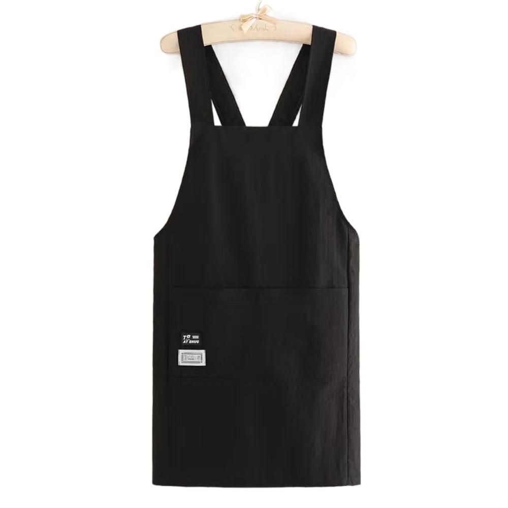 

With Pockets Cross Strap Kitchen Apron Waterproof Chef Work Uniform Cooking Apron Woman Man чорний