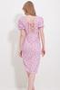 Women's Dress New Season Fashion Pink Square Collar Back Lace Slit Patterned Dress
