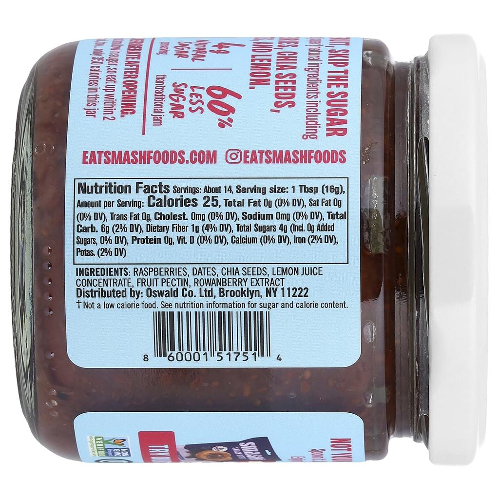 Smash Foods, Superfood Fruit Spread, Raspberry, 8 oz (227 g)