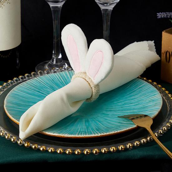 Easter Bunny Napkin Ring Spring Themed Napkin Holder Rabbit Ear Napkin Buckle Table Decorations for Dinner Party Banquet Events