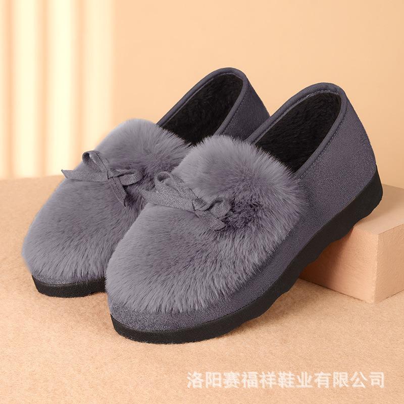 Mao Mao shoes women wear in winter, velvet new thick-soled one-pedal mother, old Beijing elderly, cloth shoes, Doudou cotton shoes