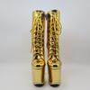 20Cm Yellow Short Boots, Nightclub Model Dancer Shoes, Pole Dance Shoes for Performance, Snake Pattern Super High Heel Hollow YKC