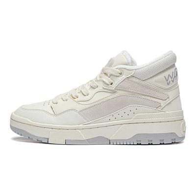 Li Ning Wei Wu Mid Fleece Classic Versatile Casual Comfortable Durable Breathable High-Top Skate Shoes Women Sneaker Off-White AGCT226-1