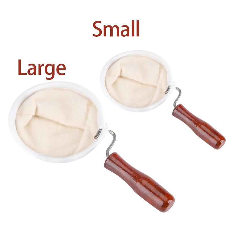 Cloth Coffee Filters Cloth Coffee Strainer Reusable Washable Flannel Cloth Handmade Coffee Filter Strainer with Wood Handle