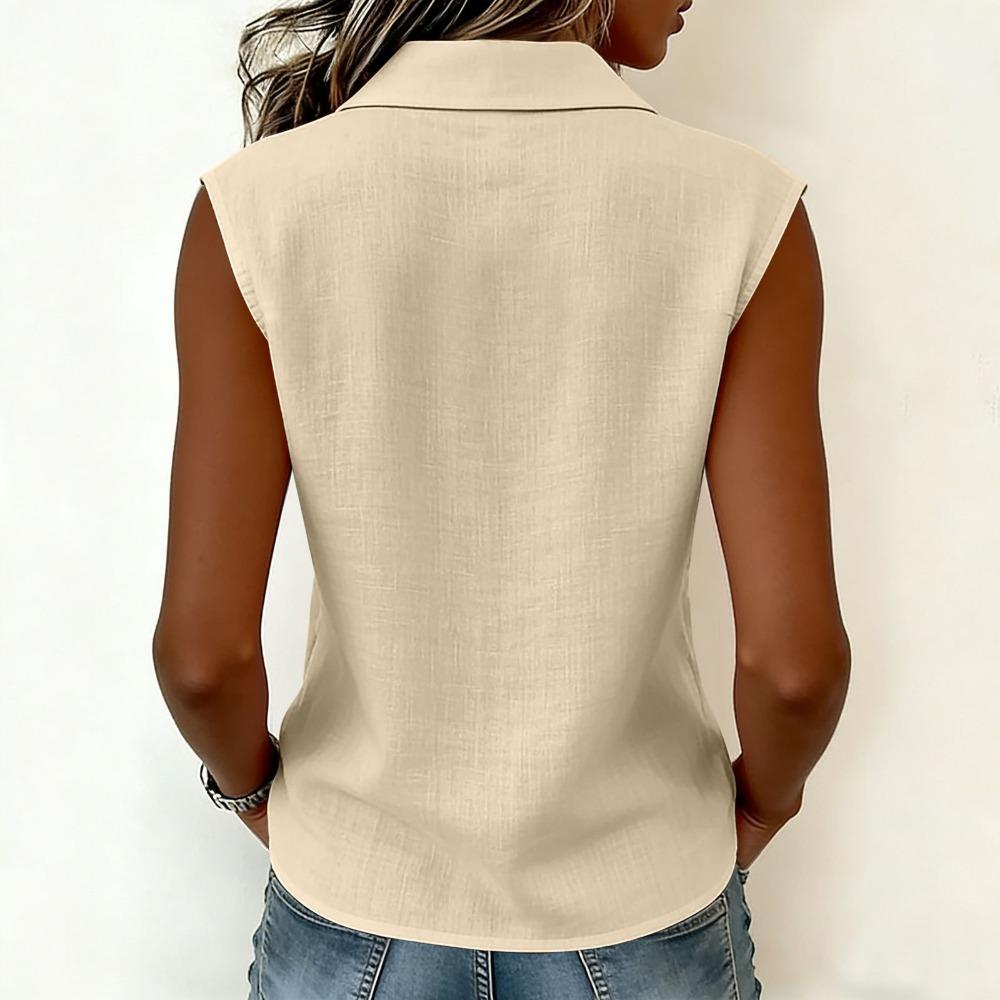 Women Elegant Commuter Sleeveless Button Cardigan Top, Fashion Blouse for Summer