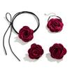 IngeSight.Z Romantic Big Rose Flower Earrings Bracelet Necklace Sets Women Kpop Velvet Rope Chain Party Y2K Wedding Jewelry Sets