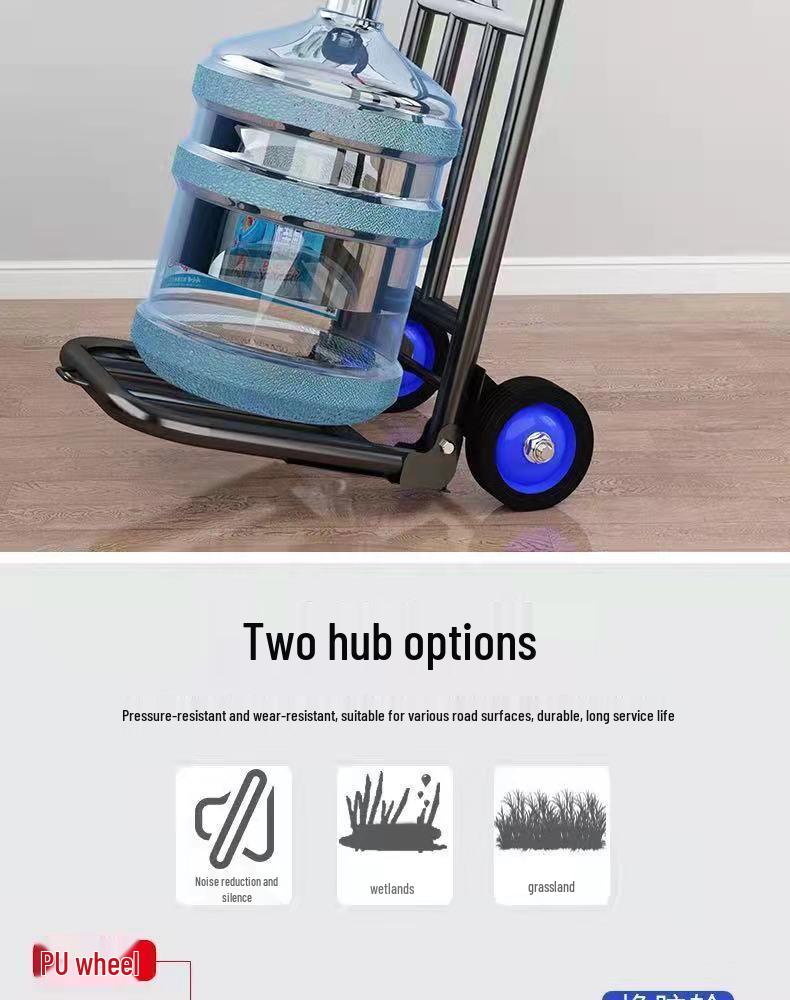 Carrito de Compras Plegable Portátil para Uso Doméstico - Carrito de Equipaje de Acero al Carbono Tirado a Mano para Comestibles