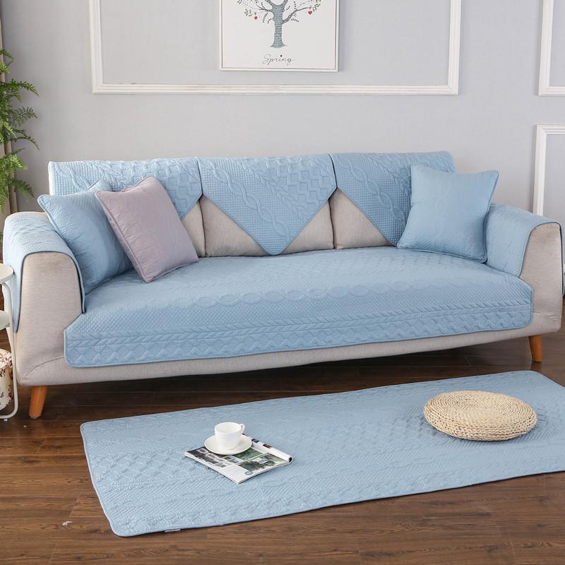 Four Seasons Cotton Washed Yarn-dyed Fabric Sofa Cushion Simple Three-person Sofa Cover Cover Towel