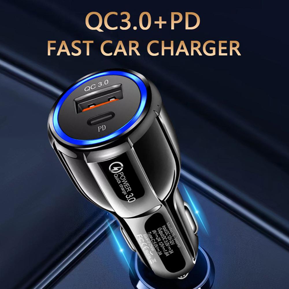 Pd USB 3.0 autonabíjačka Super rýchle nabíjanie adaptér do auta pre Iphone 13 14pro Xiaomi Samsung Quick Charge 3.0 USB C nabíjačka