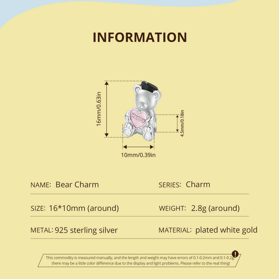 WOSTU 925 Sterling Silver Bear Charms Baby Bottle Set Pendant Fit Original Bracelet for Graduation DIY Jewelry Wishes Gifts