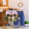 0-5-year-old Boys' Long Sleeved Suit, Children's Checkered Shirt Jacket, Boys' Fashionable Suit