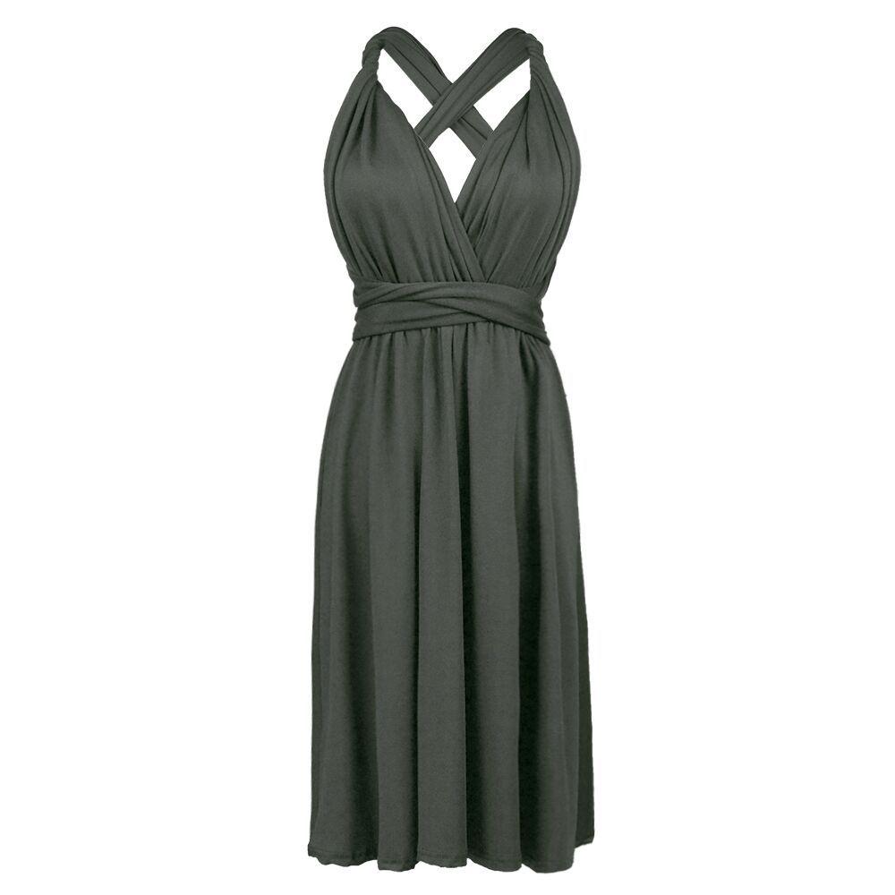 Summer popular women s clothing, solid color straps, sexy backless short skirts, multiple bridesmaid skirts, one piece S серый