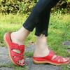 Damenschuhe Sommer Neu Ein-Riemen Hohl Fischmaul Keilabsatz Klettverschluss Coole Hausschuhe Damen Große Größe Damenschuhe