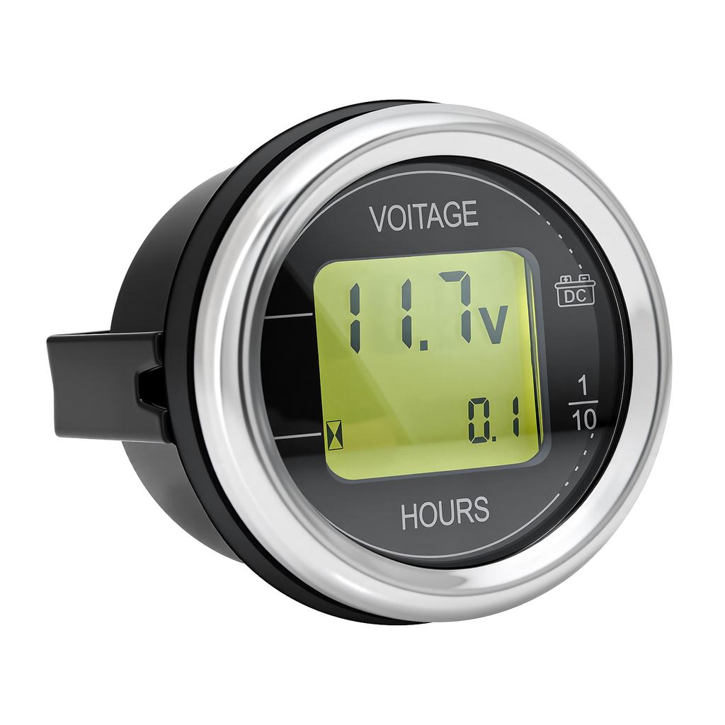2'' 52MM 2 In 1 Car Voltage + Hour Display Gauge LED Digital Meter Waterproof Voltmeter Round Voltage Meter Volt Detector 12V24V