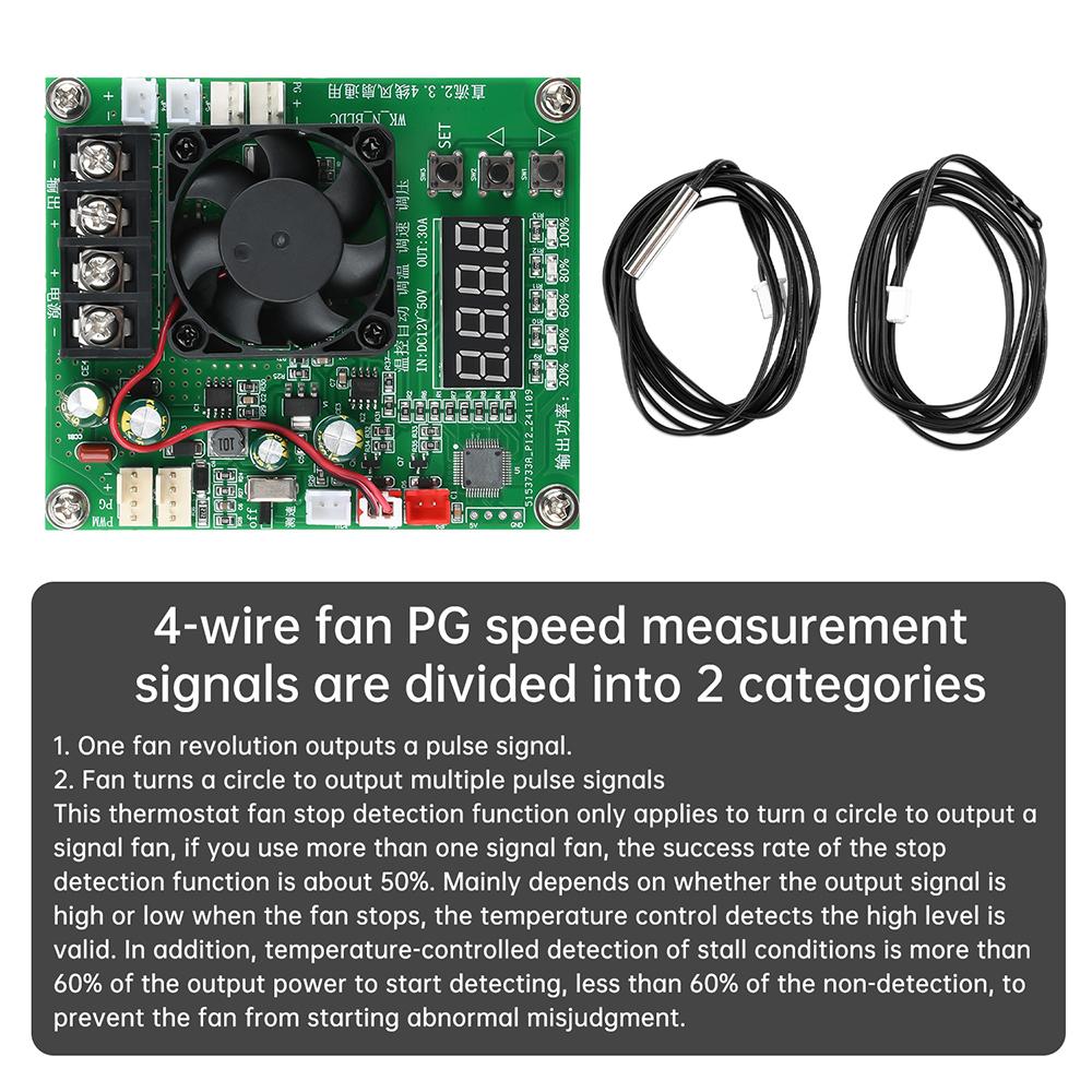 2/3/4-Draht Lüfterregler PWM Geschwindigkeitsregler Universelle Spannungsregelung Temperaturregelung mit NTC-Sonde & LED-Anzeige DC 12-50V