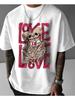 Mens Pattern TShirt  White Pink Letter LOVE Print Machine Washed Breathable Fabric Fun Skull Design