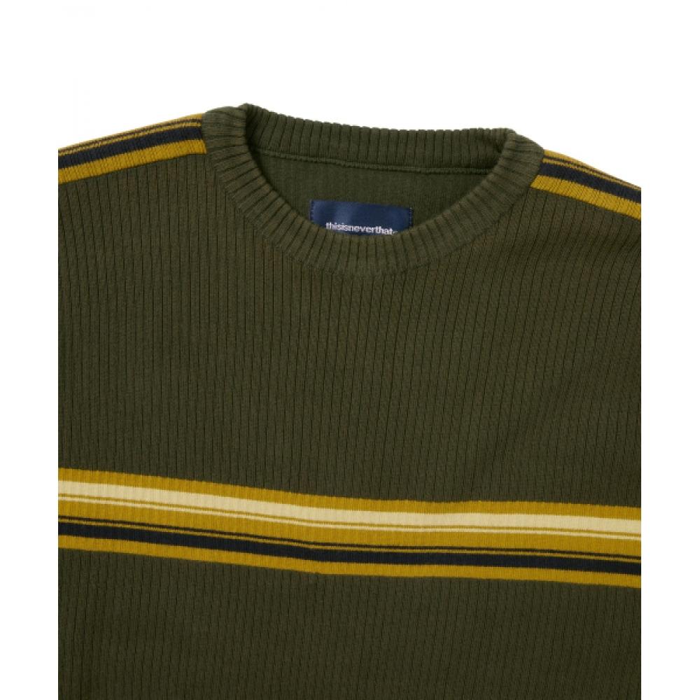 ThiSiSneverthat Striped Knit L S Top oLive