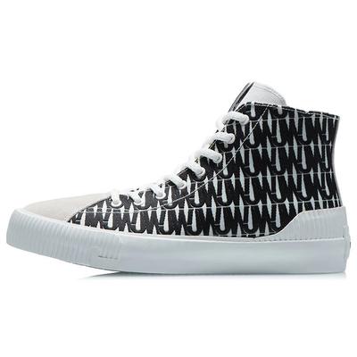 Li Ning Jason Wu X  CF Slip Resistant Durable High Top Sneakers Unisex Sneakers Black White AGCR484-4