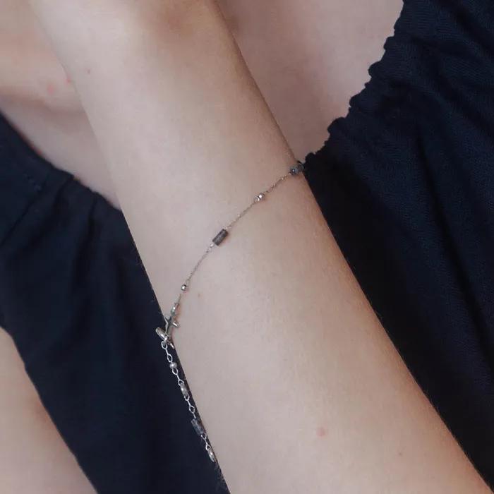 Charcoal Stone Chain Bracelet_PM25B006HS