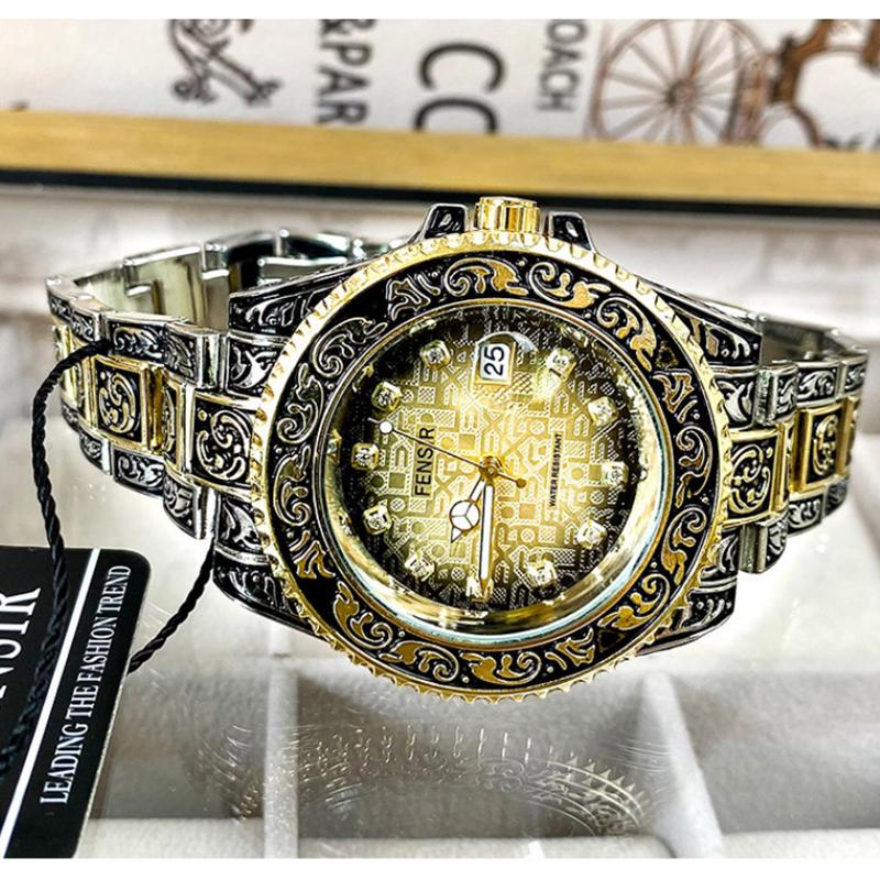 Uhr Herrenmode Retro Luxus Kreativ Stahlband Armbanduhr Analoge Uhren Leuchtzeiger Kalender Herren Quarz Armbanduhr Montre Homme