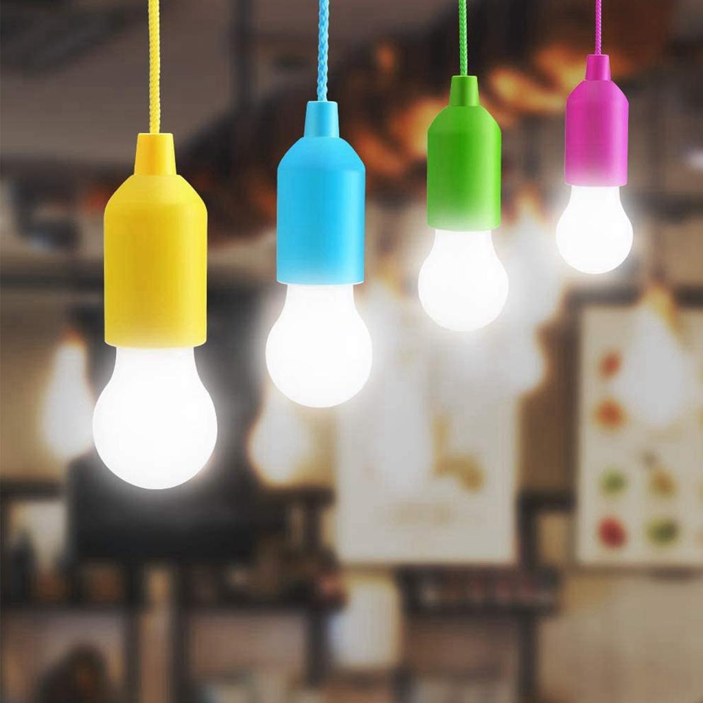 Portable Led Light Bulb Retro Hanging Colorful Pull Cord Bulbs Night Light For Home Garage Patio Tent