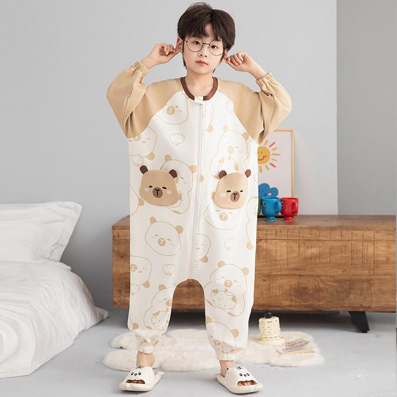 100% Cotton Kids Pajama Set One-Piece Sleepwear Boys Girls Toddler To Teen Warm Lightweight Nightwear