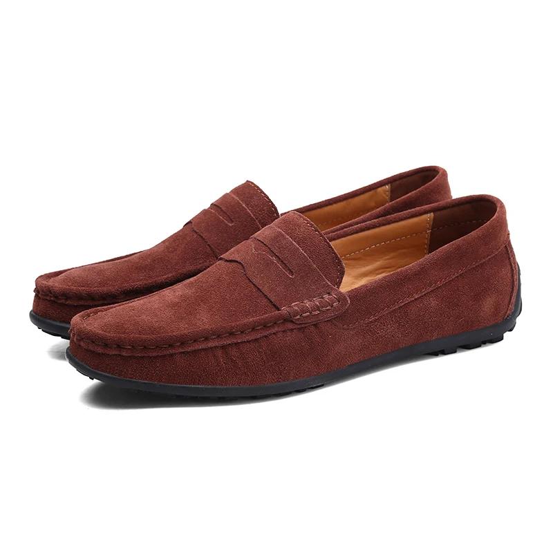 Fashion Genuine Leather Cow Suede Men Shoes Luxury Brand Casual Formal Mens Loafers Moccasins Footwear Black Male Driving Shoes Hombres