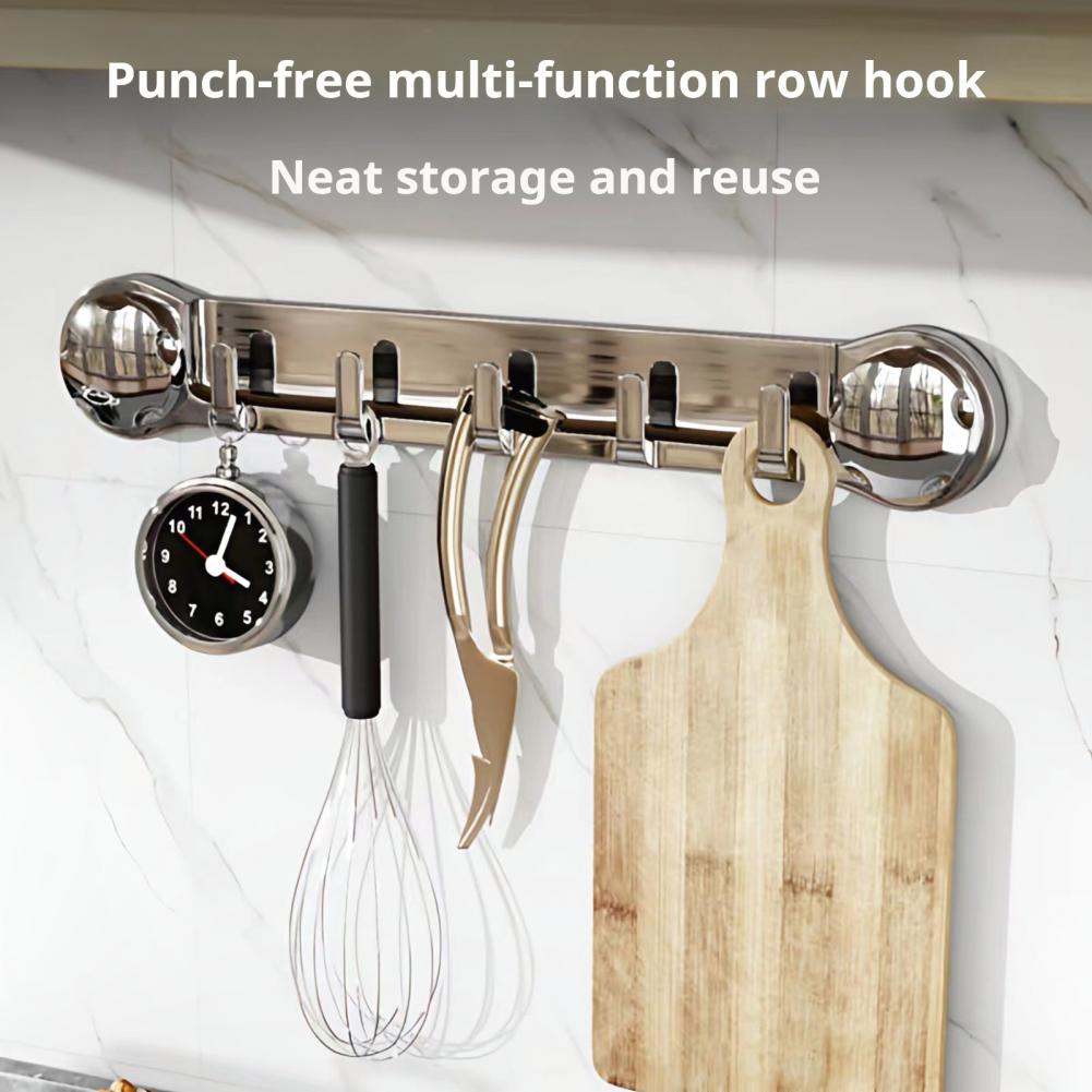 Wall Mounted Towel Hook Suction Cup Towel Bar Heavy Duty Suction Wall Hooks For Bathroom Kitchen Waterproof Towel Hanger серебряный