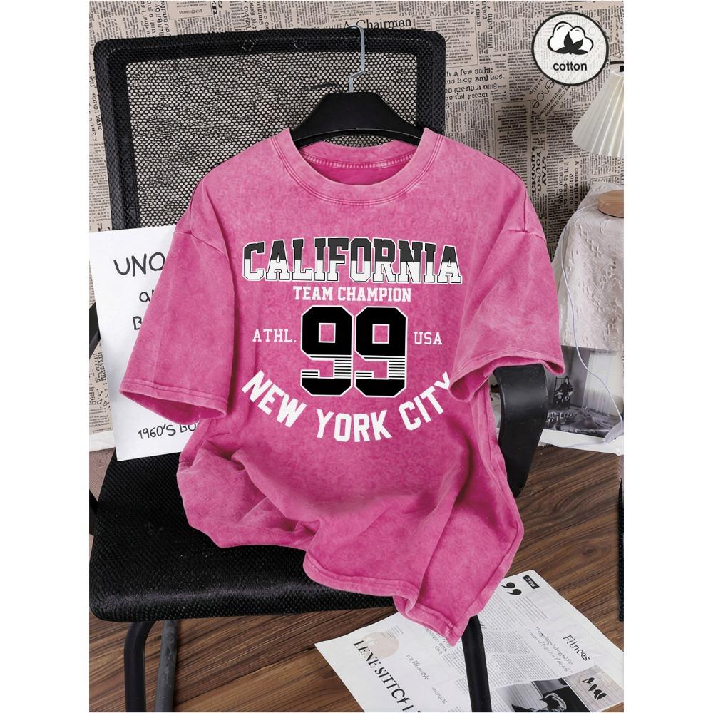 

California New York City 99 Prints Washed T-Shirt Mens Oversized T Shirt Casual Short Sleeve O-Neck Tops Summer Male Tees M