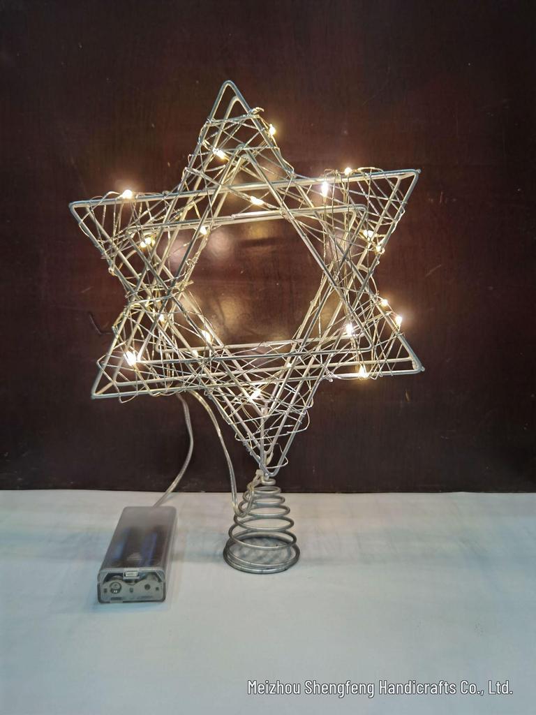 Wrought Iron Luminous Glitter Treetop Star Christmas Decoration