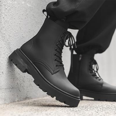 Britischer Stil Herrenmode hohe Motorradstiefel schwarz Trend Original Lederschuhe Cowboy Herbst Winterstiefel coole Plateau-Stiefel