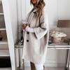 Lady Elegant Turn-down Collar Button Woolen Coat Fashion Women Autumn Loose Tops Outerwear Winter Long Sleeve Pocket Jacket
