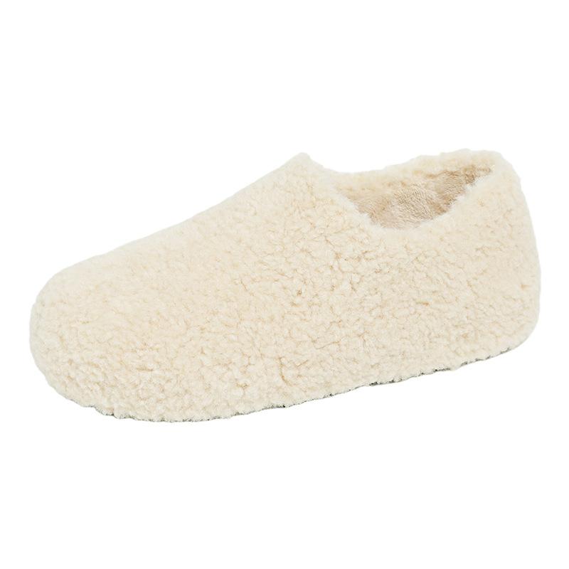 Winter New Plush Shoes for Women Comfortable Soft Warm Cotton Shoes Fashion Versatile Solid Color Fluffy Slip on Flat Shoes