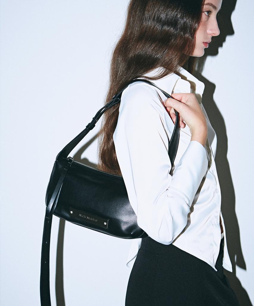 Nick&Nicole Crystal Pound Leather Bag_Black