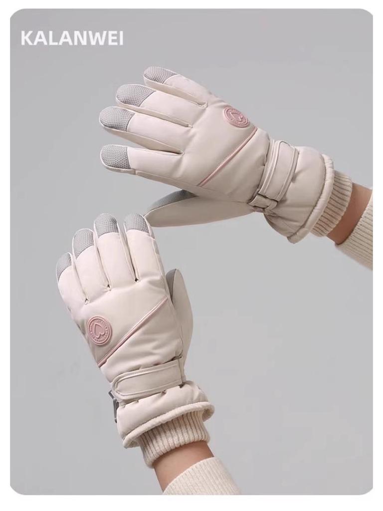 Women's Ski Gloves 2025: Velvet-Lined, Warm, Touchscreen Electric Bike Gloves for Autumn/Winter.
