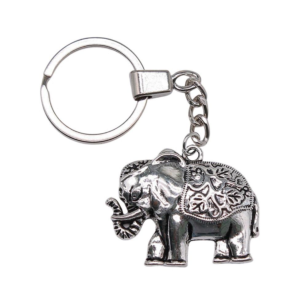 Pendentifs Porte-clés Éléphant Amoureux des Animaux Bijoux en Métal Artisanat Anneau 30mm