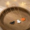 Metal Pumpkin Pendant Ring Enamel Ghost Pendant Jewelry Cute Halloween Jewelry Set  Women
