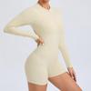 Chic One-Piece Zip Jumpsuit - Long-Sleeve, Backless Yoga Outfit & Sexy Fitness Wear