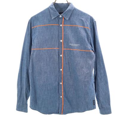Long Sleeve Chambray Shirt XS Blue Navy Blue Men's Used