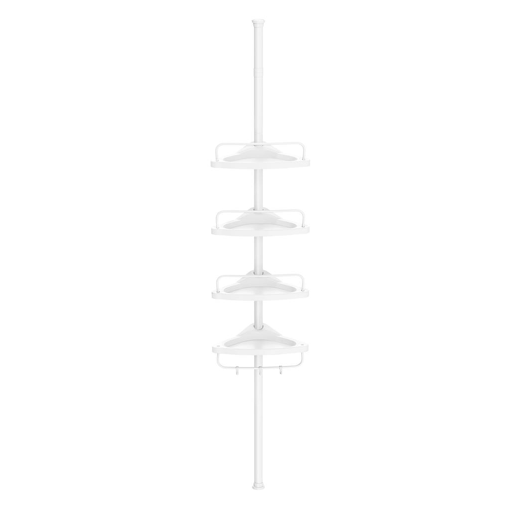 SONGMICS Shampoo Bathroom Tension Corner Height 4 Tension Height BCB001A Rack, Storage, Rack, Rack, Adjustable, Bath, Tier, Rod, 85-305cm, White,