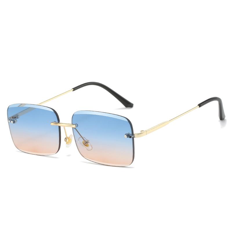 Retro Frameless Sunglasses Women Brand Designer Rimless Gradient Sun Glasses Fashion Shades Cutting Lens Metal Eyewear
