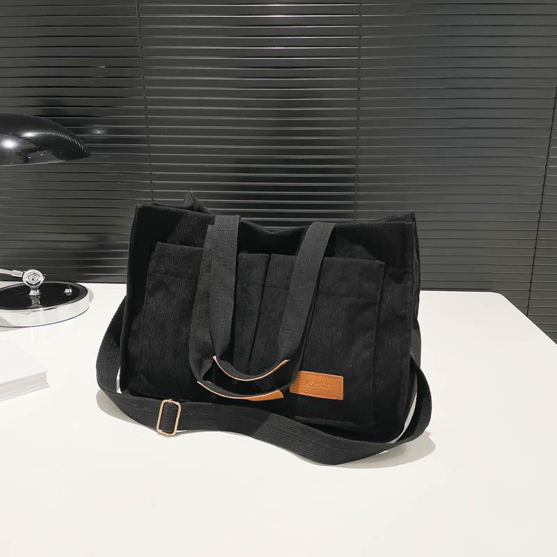 Contemporary Corduroy Soft Handbag Featuring Single Shoulder Strap For Wear Comfortable