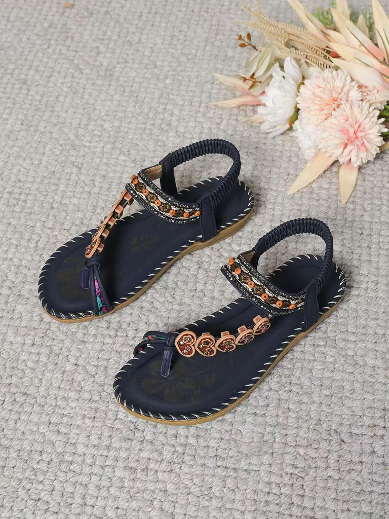 Bohemian Ethno Damen Perlen Sommer Strand Sandalen
