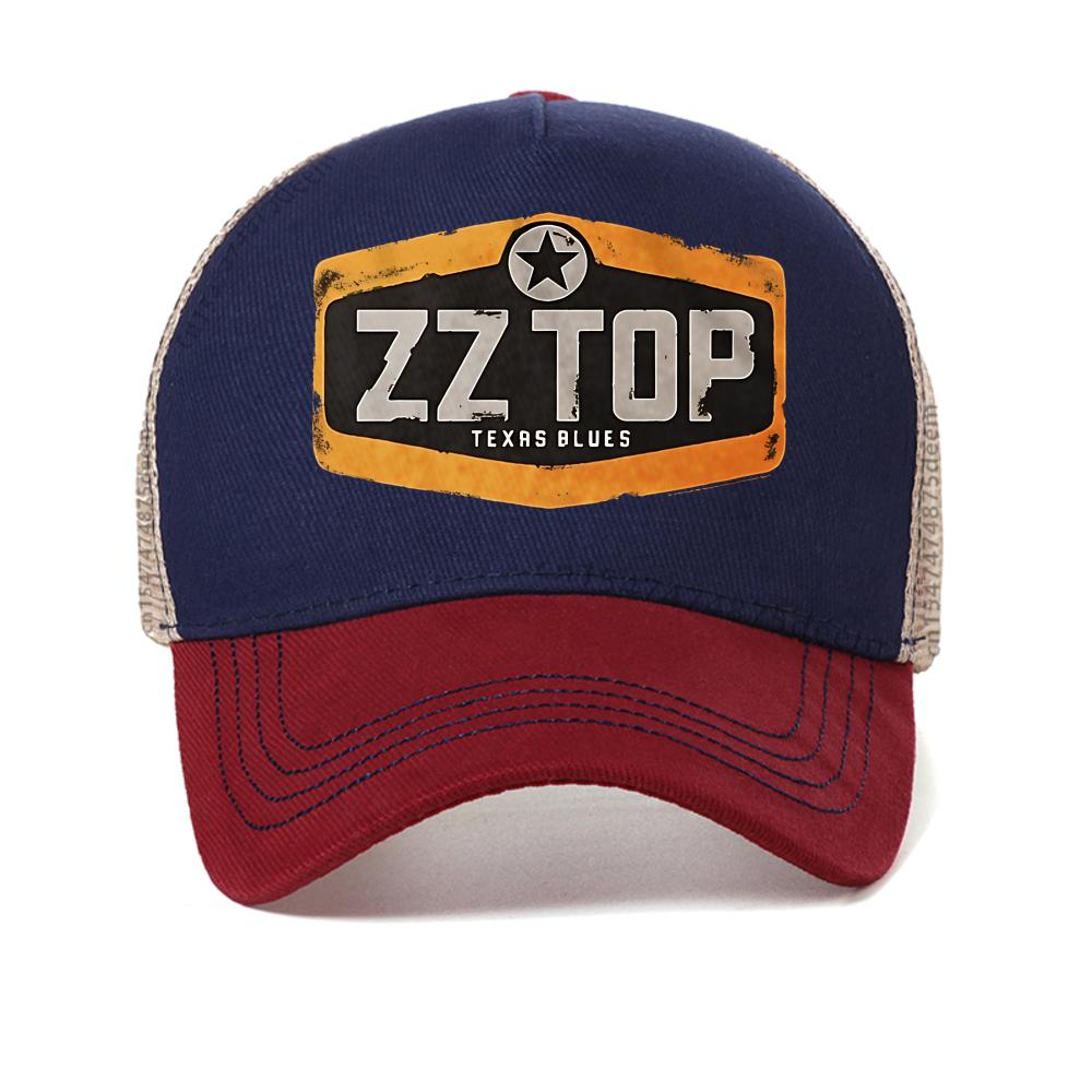 ZZ Top Texas Blues Print Baseball Cap Fashion Causal Outdoor Sun Caps Summer Adjustable Mesh Trucker Hats Sun Snapback Hat