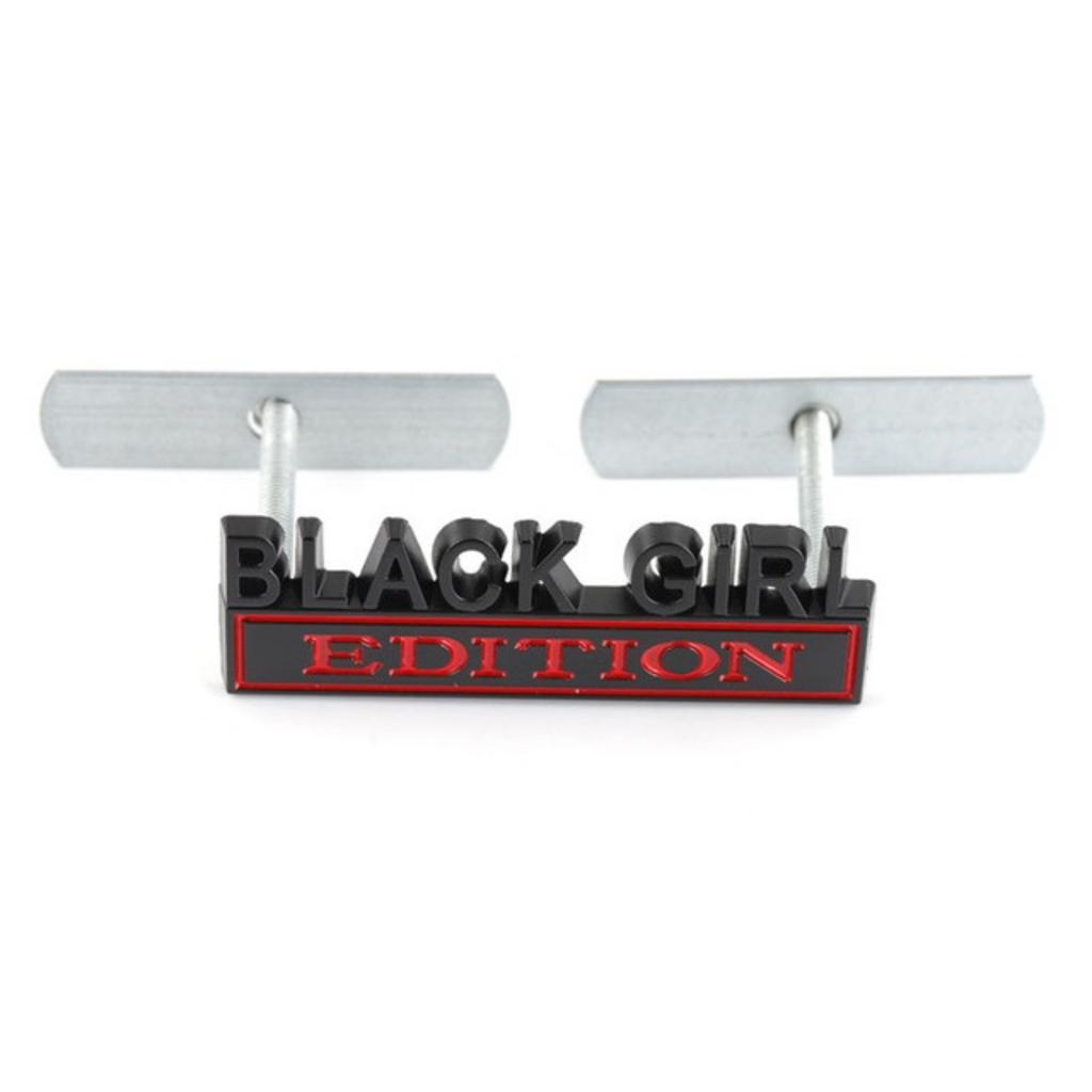 1Pc 3D Metal Black Girl Edition Logo Car Front Grille Emblem Badge Rear Trunk Emblem Sticker Decal