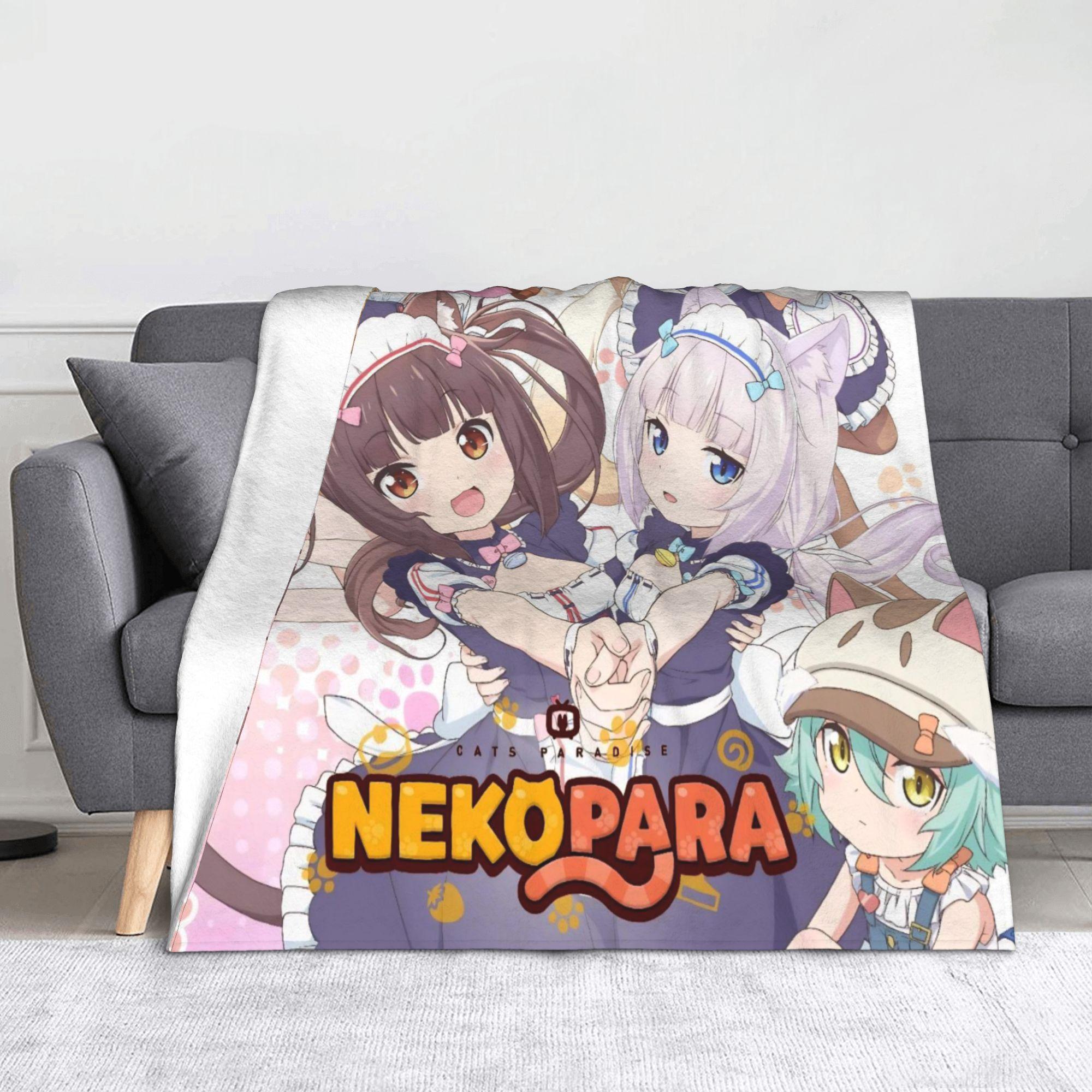 

Nekopara Chocola Vanilla Fraise Blankets Anime Cartoon Wool Funny Soft Throw Blankets for Chair Covering Sofa SpringAutumn 100x125cm (40x50inch)