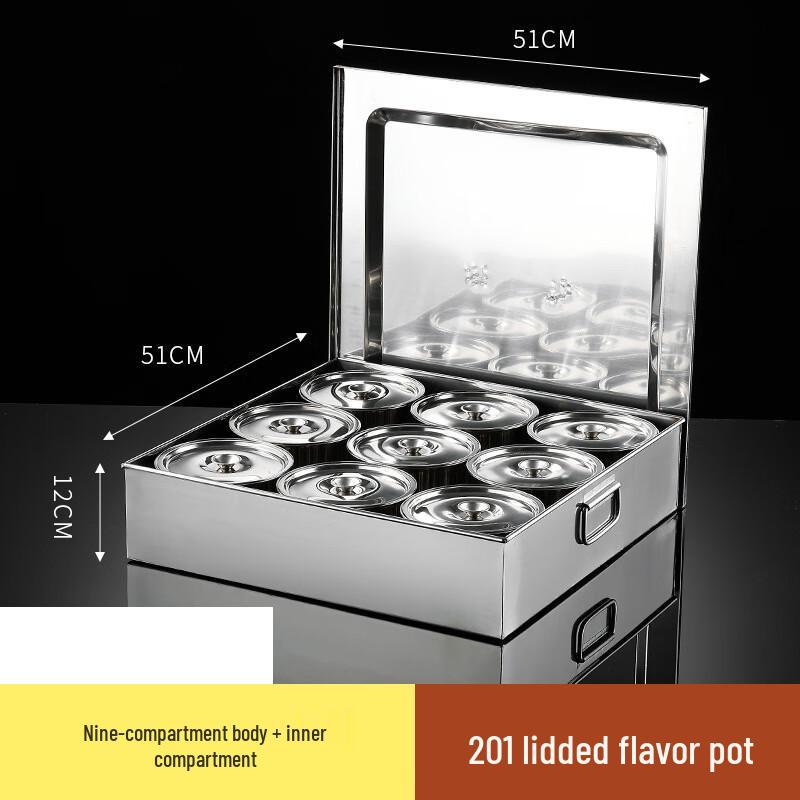 Stainless Steel 9-Compartment Condiment Organizer Set