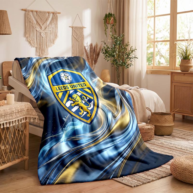 Leeds United Fotballtrykk Flanellteppe Mykt Varmt Sofa Seng Kastepledd For Hjemmekontor Soverom