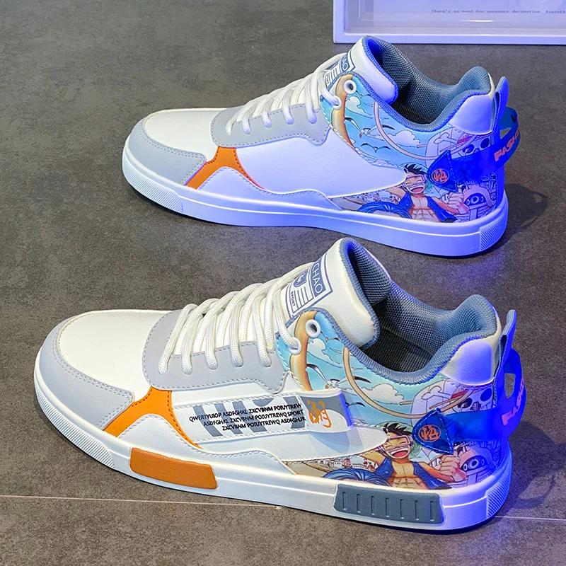 Fashion Luxury Men Running Shoes High Top Anime Shoes Comfortable Casual Sneakers Men Skateboard Big Size Tenis Masculino Footwear Male