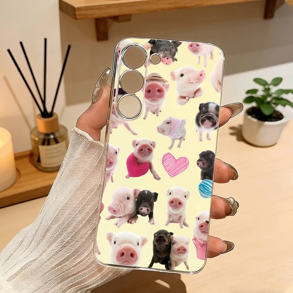 Lovely Cute Piggy Phone Case For Samsung A10 A12 A31 A40 A70 Transparent Cover